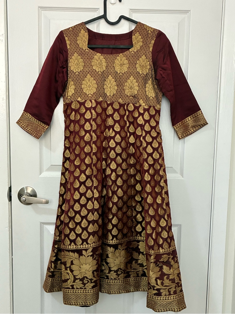 Maroon and Gold Anarkali